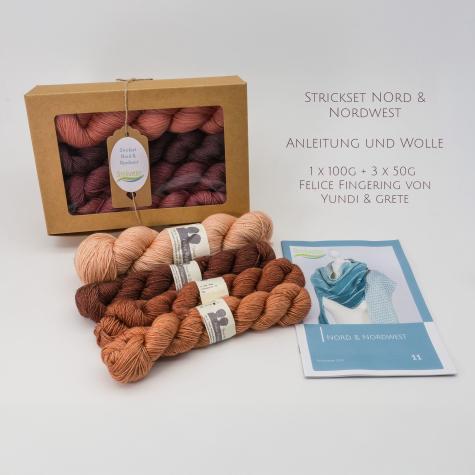 Strickset Tuch Nord & Nordwest - Roter Farbverlauf